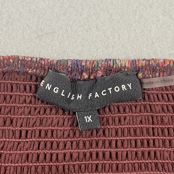 English Factory Floral Chiffon Babydoll Dress Puff Sleeve Square Neck Size 1X - Picture 5 of 11